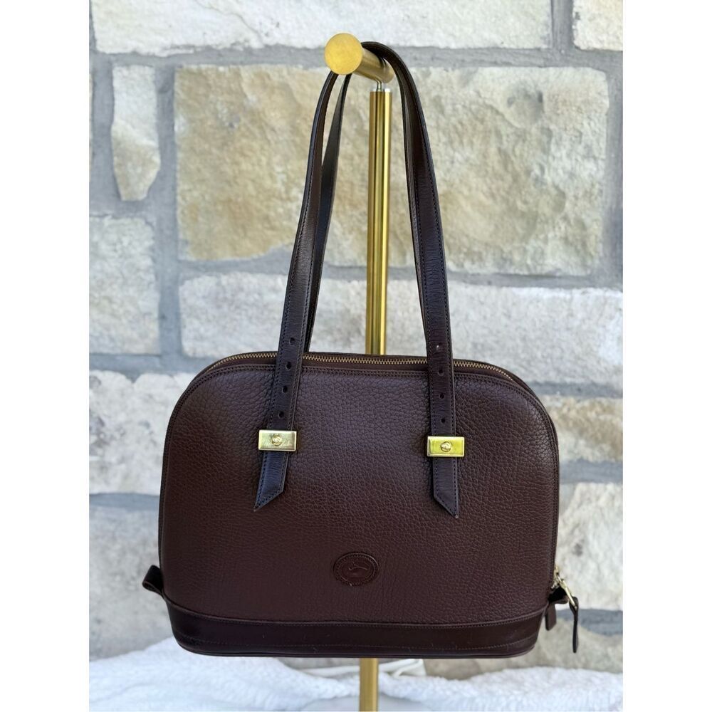 Vintage 90's Dooney & Burke 100% Leather Dark Chocolate Brown Handbag Purse